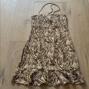Brown Zebra Print Mini Dress